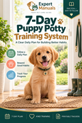 Expert Manuals — 7-Day Puppy Potty Training System cover featuring a golden retriever puppy